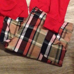 Lane Bryant Size 18 shorts Red/Green/Tan/Black Plaid pocket cotton zip front